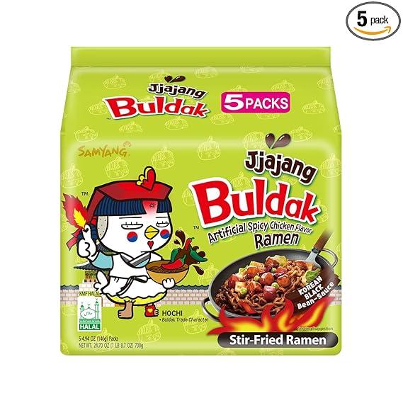 712aWflwBKL._SX569_PIbundle-5,TopRight,0,0_AA569SH20_ Samyang Buldak Jjajang Korean Spicy Hot Chicken Stir-Fried Noodles Family Pack - Image 1
