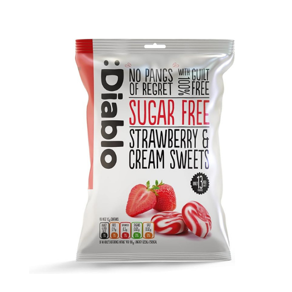 Basic Design - 2025-10-11T121805.749 Diablo Sugar Free Strawberry Cream Sweets Candy - 75 gm - Image 1