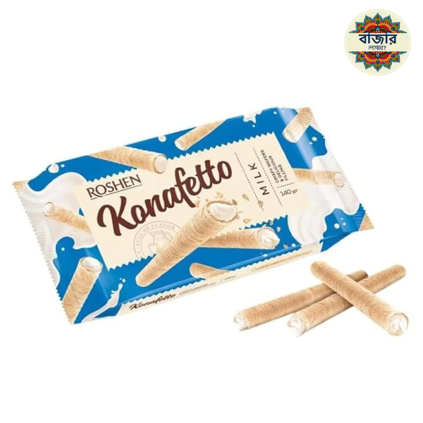 mars secret (28) Roshen Konafetto Milk Cream Crispy Wafer Rolls, With Delicious Filling Snacks Pack 140g - Image 1