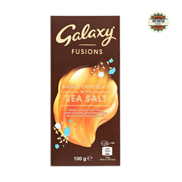 mars secret (88) Galaxy Fusions Blonde Sea Salt Chocolate Bar, Black, 100g - Image 1